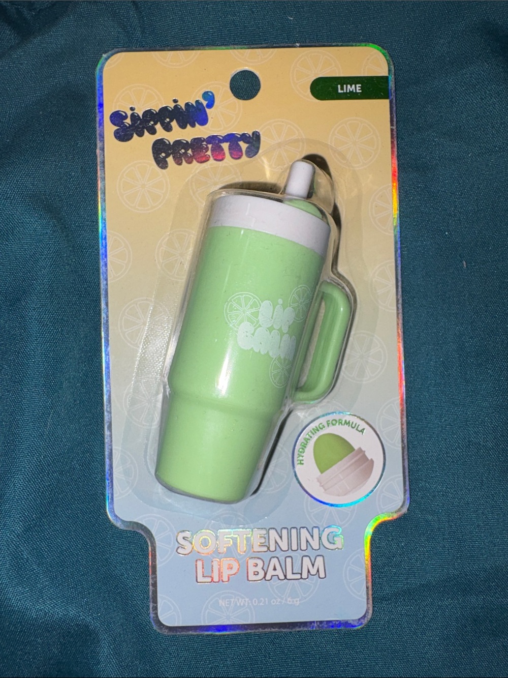 Big Cup-like Lip Balm - Lime - light green Softening Lip Balm - Cup Desig